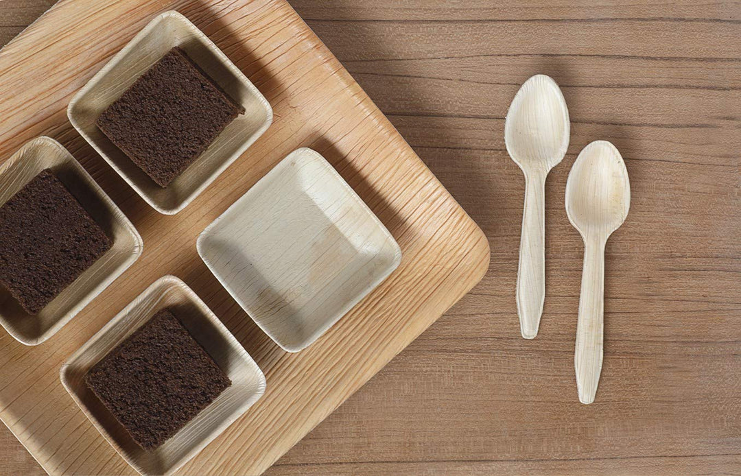 Palm Leaf Mini Square Bowls (3.5”) – Eco-Friendly Disposable Serveware 🌿