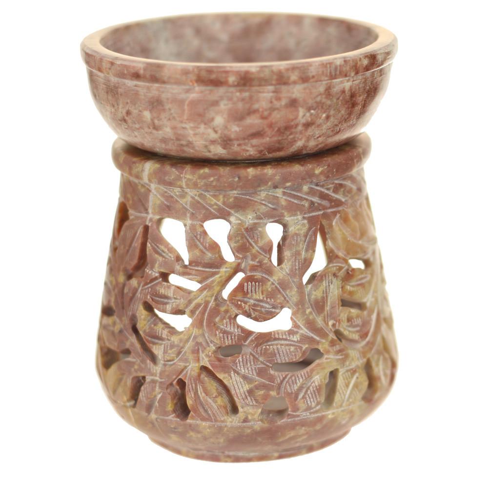 Oil Diffuser – Leaf Engraving Soapstone Aroma Lamp (4")