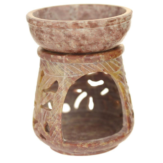 Oil Diffuser – Leaf Engraving Soapstone Aroma Lamp (4")