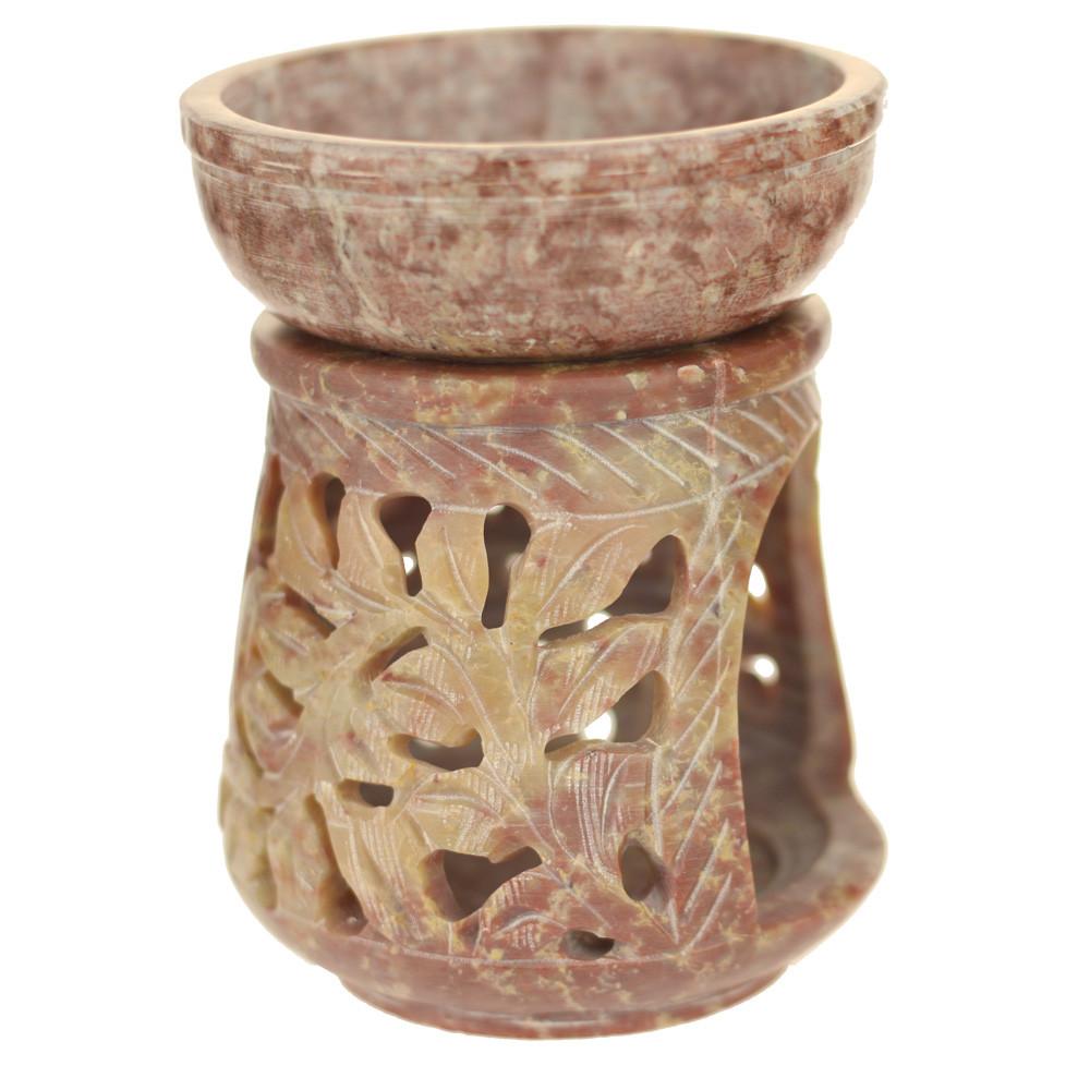 Oil Diffuser – Leaf Engraving Soapstone Aroma Lamp (4")