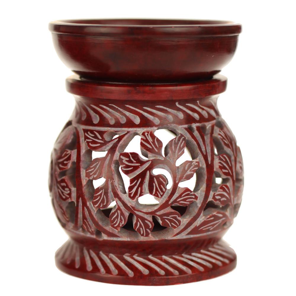 Oil Diffuser – Leaf Engraving Soapstone Aroma Lamp (4")
