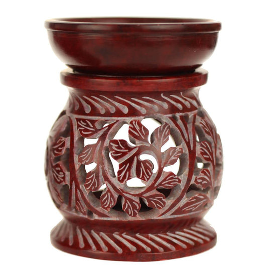 Oil Diffuser – Leaf Engraving Soapstone Aroma Lamp (4")