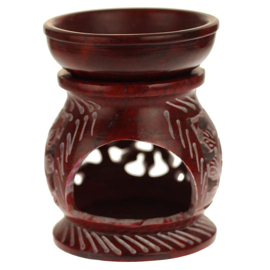 Oil Diffuser – Leaf Engraving Soapstone Aroma Lamp (4")