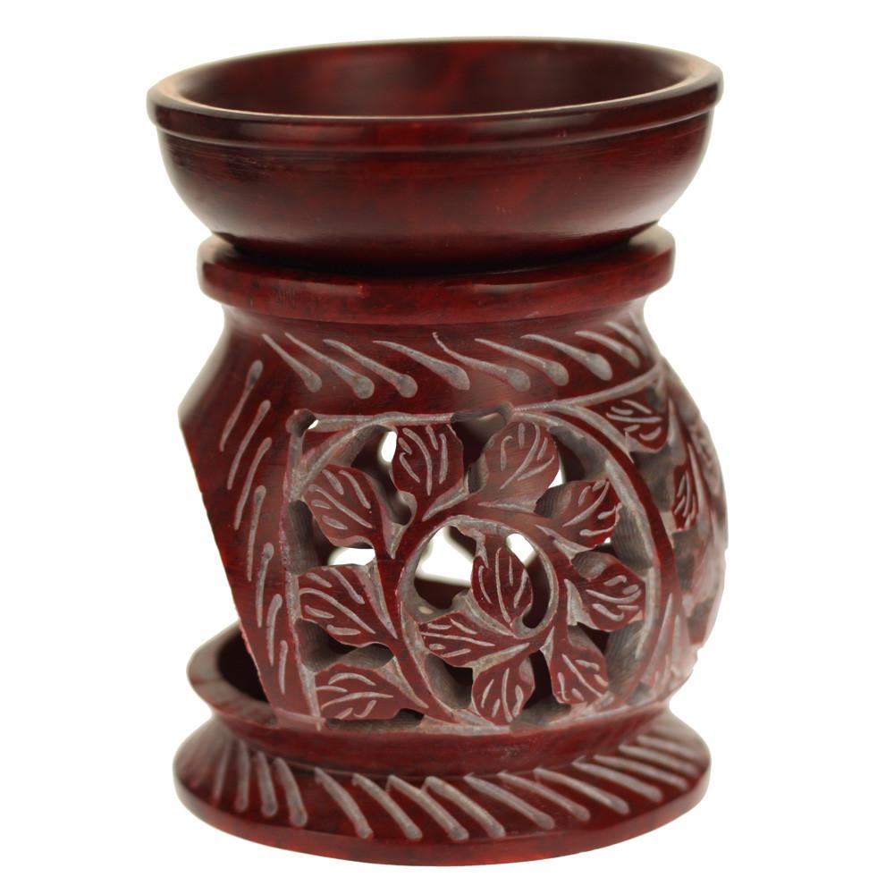 Oil Diffuser – Leaf Engraving Soapstone Aroma Lamp (4")