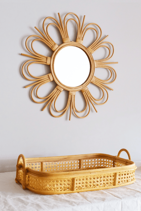 Bong Sunburst Natural Rattan Mirror