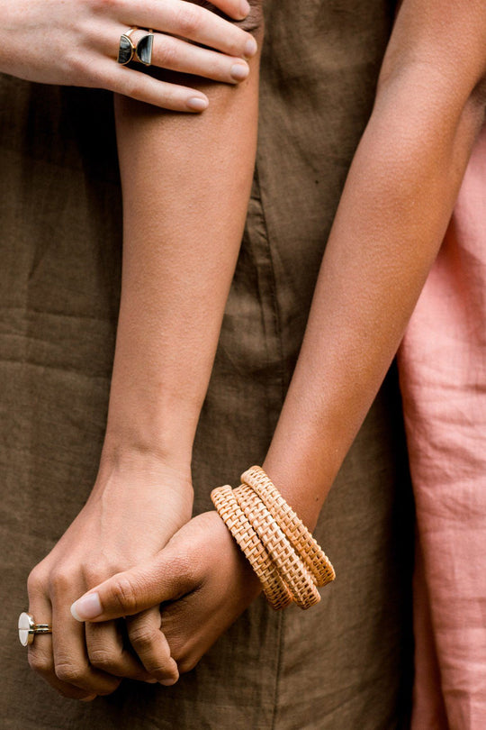 Thien Natural Handwoven Rattan Bangles (Set of 3)