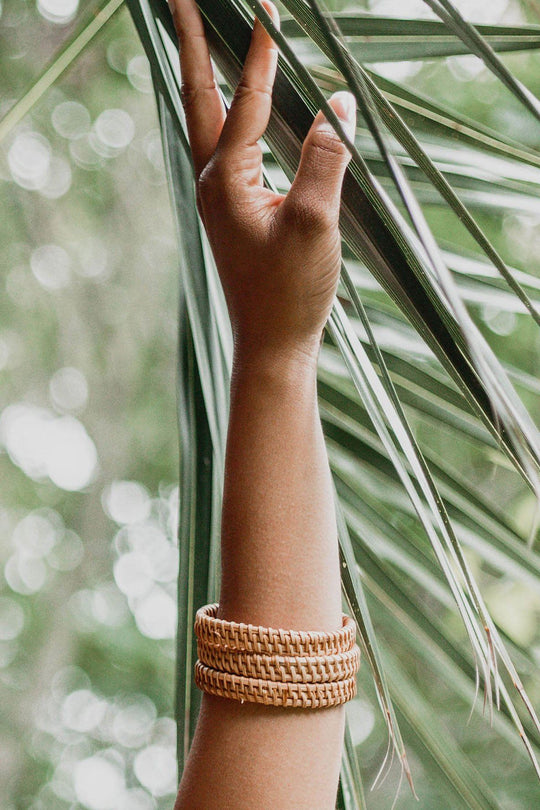 Thien Natural Handwoven Rattan Bangles (Set of 3)