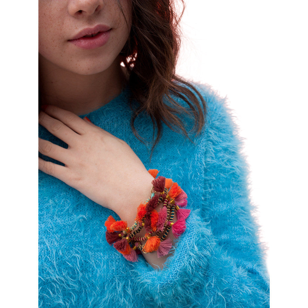 Boho Tassel Bracelet – Handcrafted Cotton &amp; Metal Beaded Bracelet from India