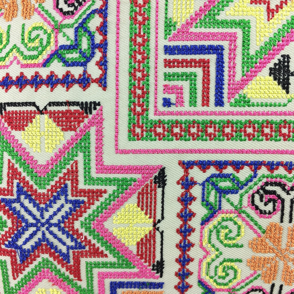 Needlepoint Tassel Pillow Cover – Hand-Embroidered Boho Cushion by Hmong Artisans