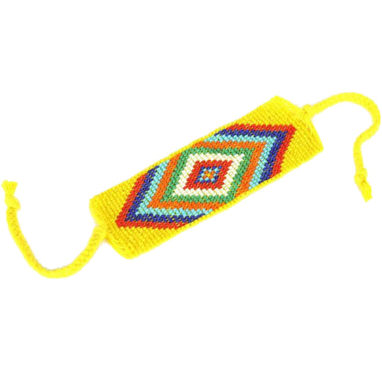 Geometric Beaded Cuff – Handcrafted Boho Bracelet by Hmong Artisans